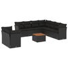 vidaXL Loungegrupp 10 delar med svarta dynor konstrotting