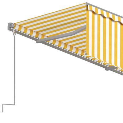 vidaXL Automatisk infällbar markis med rullgardin 4x3 m gul och vit