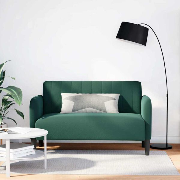 vidaXL Loveseat soffa m&ouml;rkgr&ouml;n 109 cm sammet