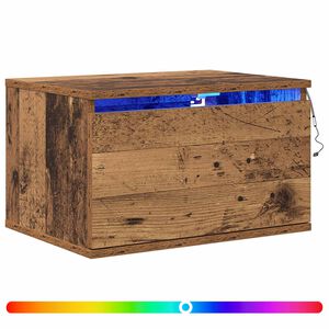 vidaXL V&auml;ggmonterad s&auml;nggavel med l&aring;da Gammalt tr&auml; 50 x 36 x 30 cm