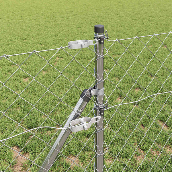 vidaXL Kedjest&auml;ngsel med stolpar Silver 0.8 x 10 m St&aring;l