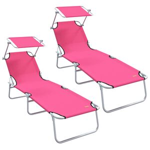 vidaXL Solstol 2 st Polyester Rosa