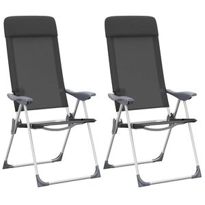 vidaXL Hopf&auml;llbara campingstolar 2 st aluminium svart