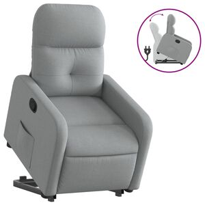 vidaXL Reclinerf&aring;t&ouml;lj med uppresningshj&auml;lp ljusgr&aring; tyg