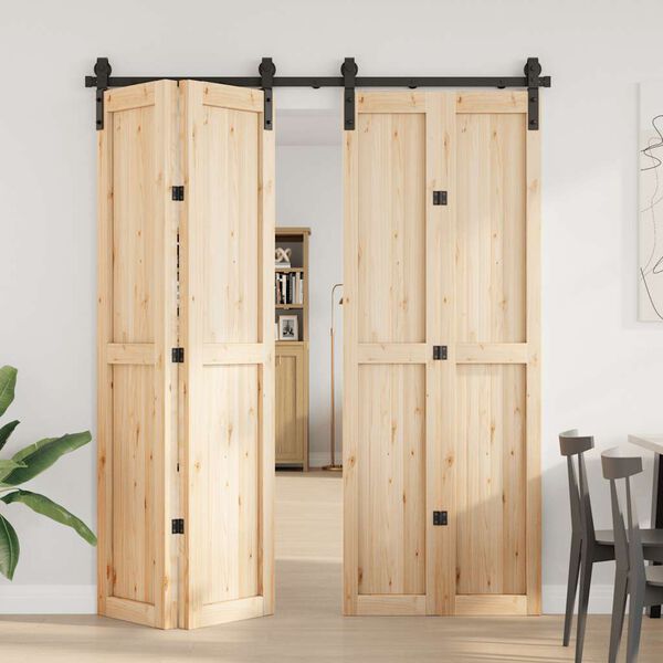 vidaXL Skjutd&ouml;rrsbeslag 183 cm st&aring;l svart