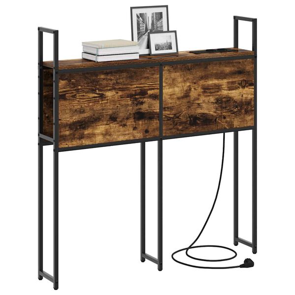 vidaXL F&ouml;rvaringsgavel med Laddstation R&ouml;kf&auml;rgad ek 102 x 15 x 98 cm