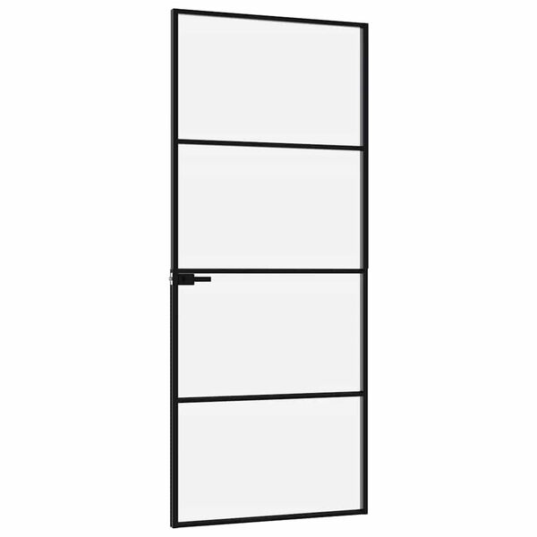 vidaXL Innerd&ouml;rr 83x201,5 cm h&auml;rdat glas och aluminium slim