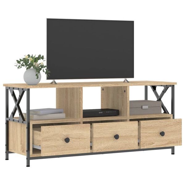 vidaXL Tv-b&auml;nk sonoma-ek 102x33x45 cm konstruerat tr&auml; & j&auml;rn