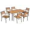 vidaXL Matgrupp f&ouml;r tr&auml;dg&aring;rden 7 delar massivt akaciatr&auml; och st&aring;l