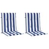 vidaXL Stolsdynor för stolar med låg rygg 2 st blå&vit randig tyg