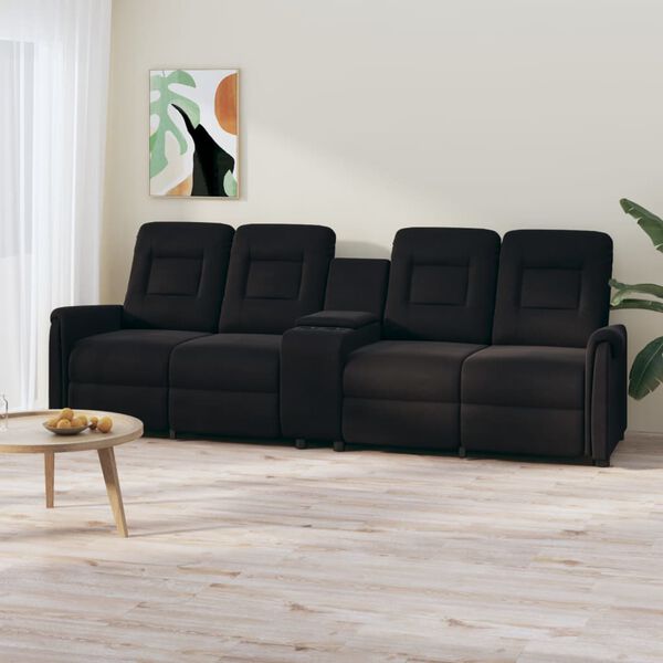 vidaXL Massagef&aring;t&ouml;lj med kopph&aring;llare 4-sits svart