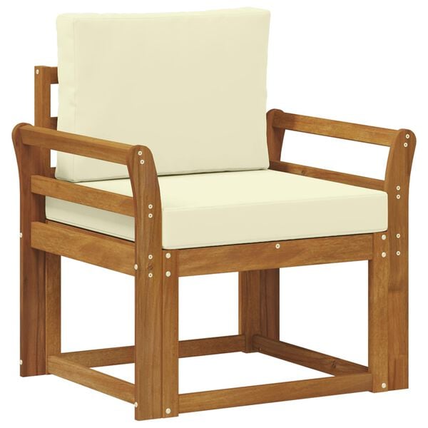 vidaXL Utomhussoffa Massivt akaciatr&auml; och polyester Naturf&auml;rg