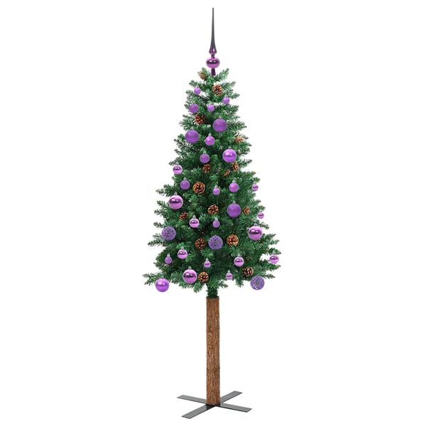 vidaXL Smal julgran med 150 LED-lampor Gr&ouml;n 150 cm PVC och solid furu
