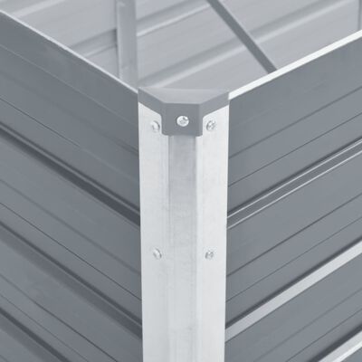 vidaXL Odlingslåda upphöjd galvaniserat stål 320x80x77 cm grå