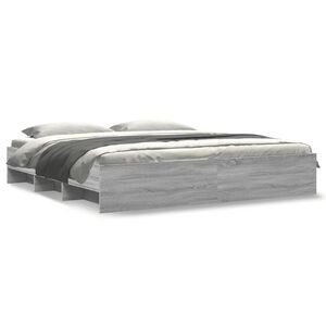 vidaXL S&auml;ngram gr&aring; sonoma 200x200 cm konstruerad tr&auml;