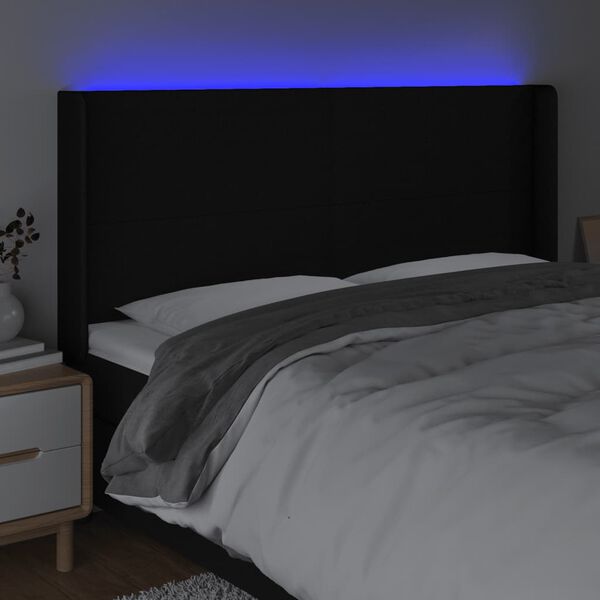 vidaXL S&auml;nggavel LED svart 183x16x118/128 cm tyg