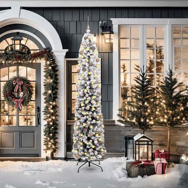 vidaXL Konstgjord julgran Gr&ouml;n 210 cm PVC och st&aring;l och plast