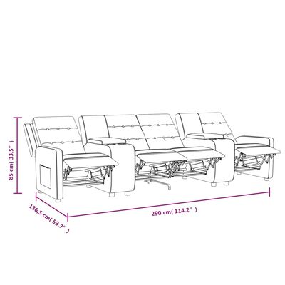 vidaXL 4-sits reclinerfåtölj med mugghållare mörkgrå tyg
