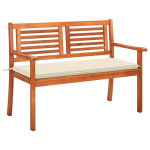 vidaXL Tr&auml;dg&aring;rdsb&auml;nk 2-sits med dyna 120 cm massivt eukalyptustr&auml;