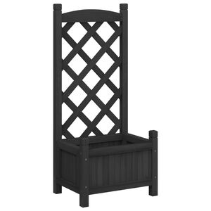 vidaXL Odlingsl&aring;da med spalj&eacute; svart 40x30x90 cm massivt grantr&auml;