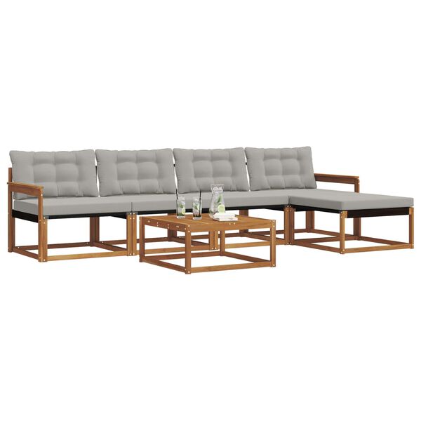 vidaXL Utomhussoffset med kudde 6 pcs Naturlig och Ljus Gr&aring;