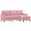 vidaXL 3-sitssoffa med fotpall rosa 180 cm sammet