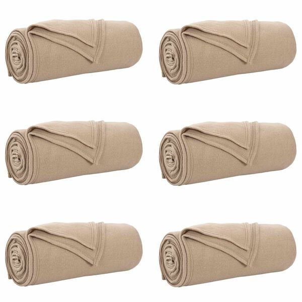 vidaXL Filtar 6 pcs Kamel 200 x 150 cm Fleece