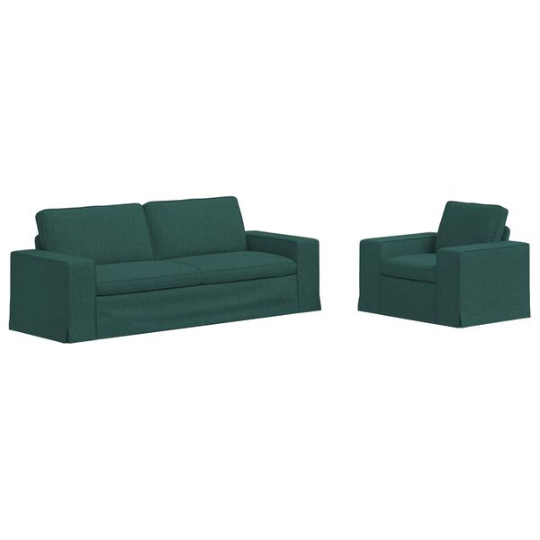 vidaXL Soffa 2 pcs M&ouml;rkgr&ouml;n 182 x 80 x 82 cm tyg
