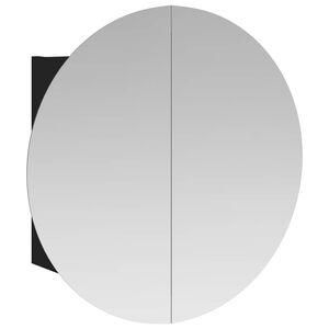 vidaXL Badrumssk&aring;p med rund spegel och LED svart 40x40x17,5 cm