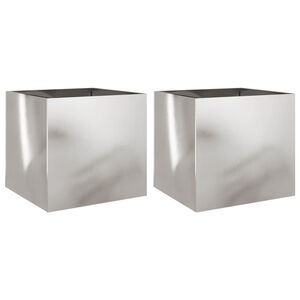 vidaXL Odlingsl&aring;dor 2 st silver 42x40x39 cm rostfritt st&aring;l