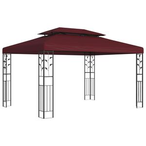 vidaXL Paviljong 3,97 x 2,96 x 2,68 m Vinr&ouml;d Polyester och St&aring;l