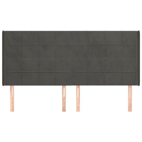 vidaXL S&auml;nggavel med kanter m&ouml;rkgr&aring; 203x16x118/128 cm sammet