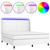 vidaXL Rams&auml;ng med madrass & LED vit 160x200 cm konstl&auml;der