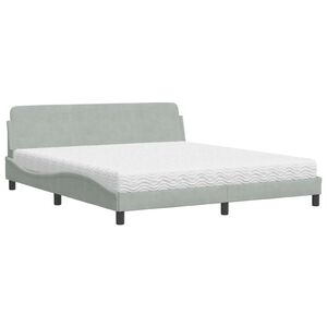 vidaXL Bed with Mattress "Dover" Light Grey 180x200 cm Velvet