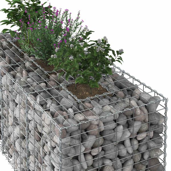 vidaXL Gabion upph&ouml;jd s&auml;ng Silver 140 x 60 x 55 cm Galvaniserat St&aring;l