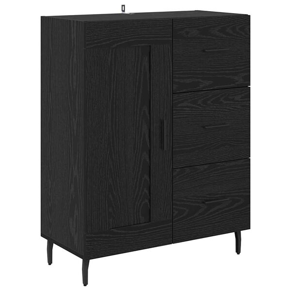 vidaXL Sideboard Svart Ek 69,5 x 34 x 90 cm Konstruerat tr&auml; och j&auml;rn