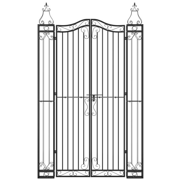 vidaXL Tr&auml;dg&aring;rdsgrind svart 121x8x200 cm smidesj&auml;rn