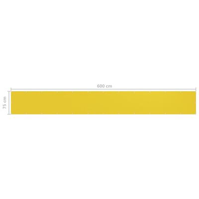 vidaXL Balkongskärm gul 75x600 cm HDPE