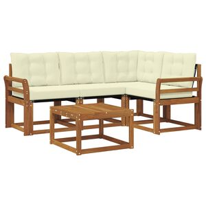 vidaXL Utomhussoffset med kudde 5 pcs Naturlig och Gr&auml;dde