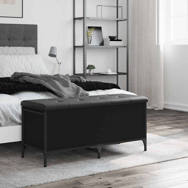 vidaXL F&ouml;rvaringsb&auml;nk svart 102x42x45 cm konstruerat tr&auml;