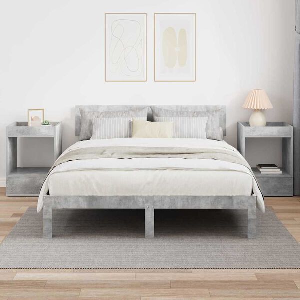 vidaXL Sidobord 2 pcs Betonggr&aring; 40 x 40 x 56 cm Konstruerat tr&auml;