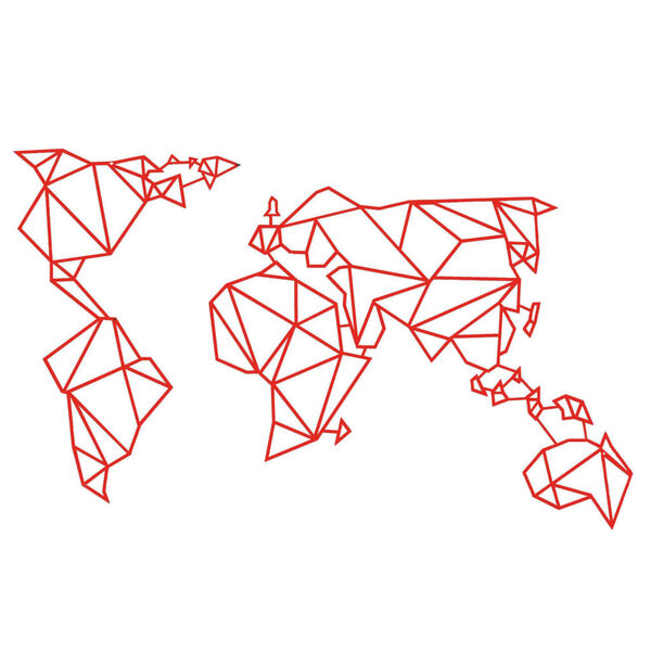 Homemania V&auml;ggdekoration World 100x58 cm r&ouml;d st&aring;l