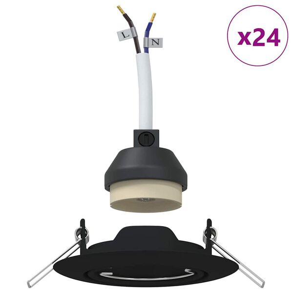 vidaXL Spotlight 24 pcs Svart 9 x 9 x 2.5 cm Metall