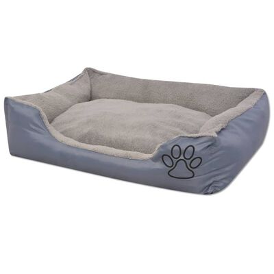 vidaXL Hundbädd med vadderad kudde storlek L grå
