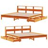 vidaXL S&auml;ng med bokhylla utan madrass vaxbrun 200x200cm massiv furu