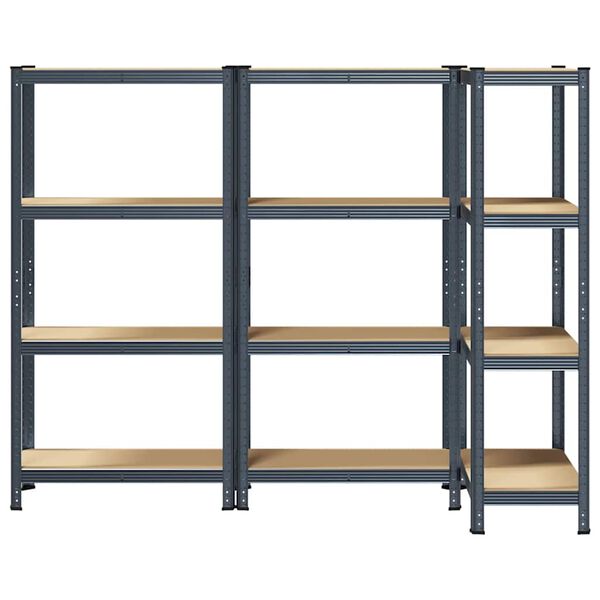 vidaXL F&ouml;rvaringshyllor 3st antracit st&aring;l & konstruerat tr&auml; 4 hyllplan