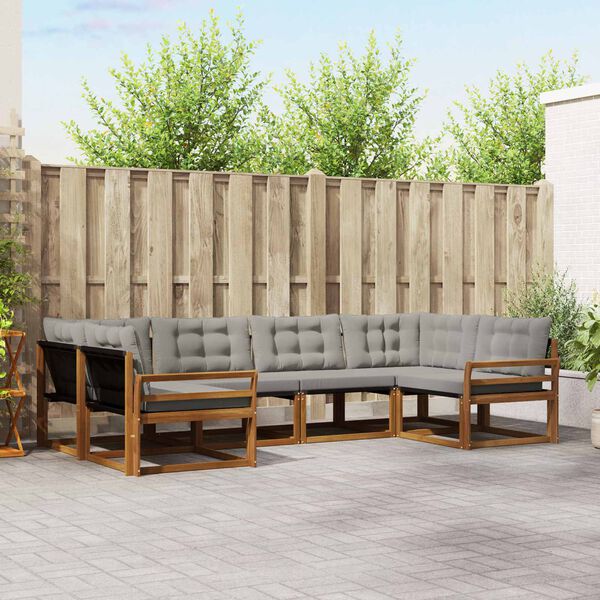 vidaXL Utomhussoffset med kudde 6 pcs Naturlig och Ljus Gr&aring;