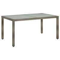 vidaXL Trädgårdsbord 150x90x75 cm härdat glas och konstrotting grå