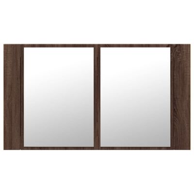 vidaXL Spegelskåp med LED brun ek 80x12x45 cm akryl