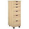 vidaXL Rullande sk&aring;p 34 x 39 x 93,5 cm Massiv furu Brun